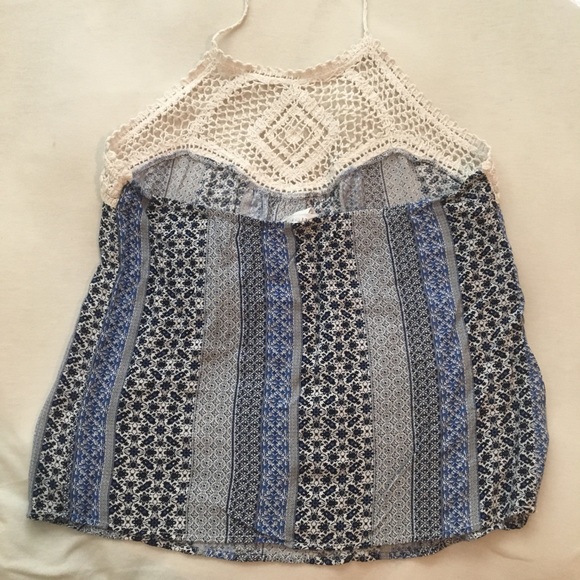 Blue Halter Top with Crocheted detail! - Picture 4 of 4